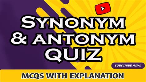 Synonym Antonym Quiz For All Competitive Exams Youtube