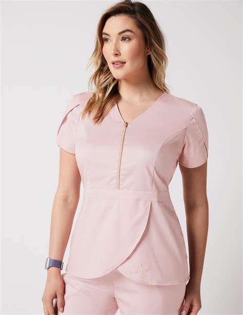 Tulip Top In Blushing Pink Medical Scrubs By Jaanuu Medical Scrubs