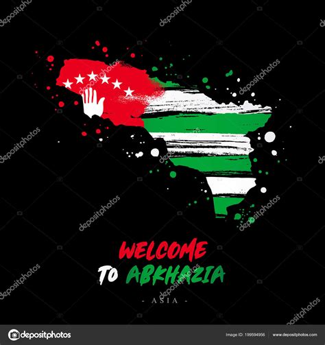 Welcome Abkhazia Asia Flag Map Country Abkhazia Brush Strokes Stock