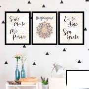 Kit 3 Quadros Decorativos Ho Oponopono Mandala