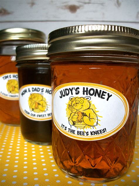 Custom Cute Bear Oval Honey Jar Labels, fun backyard beekeeper gifts ...