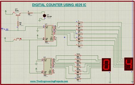 Digital Counter Using 4026 Ic In Proteus Isis The Engineering Projects