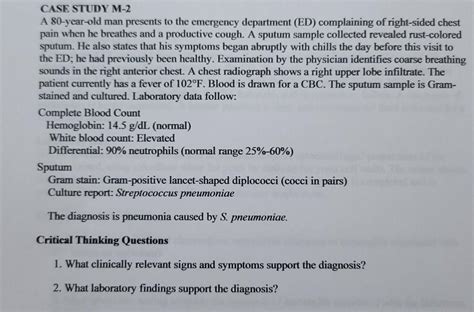 Solved Case Study M 2 A 80 Year Old Man Presents To The