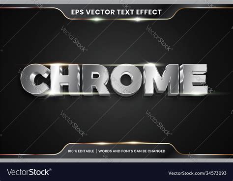 Text Effect In D Chrome Words Font Styles Theme Vector Image