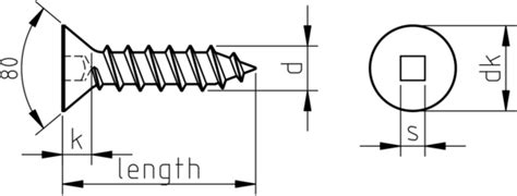 No 8 X 38mm Square Drive Csk Self Tapping Screw AB In A2 Stainless