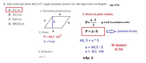 Sz Staki Z Sp Licz Pole R Wnoleg Oboku I Rombu