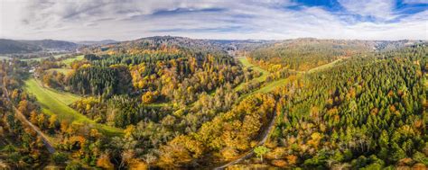 Germany Baden Wuerttemberg Swabian Franconian Forest Aerial View Of