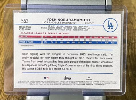 2024 Topps Series 2 Yoshinobu Yamamoto Lamina Arcobaleno Rookie Rc