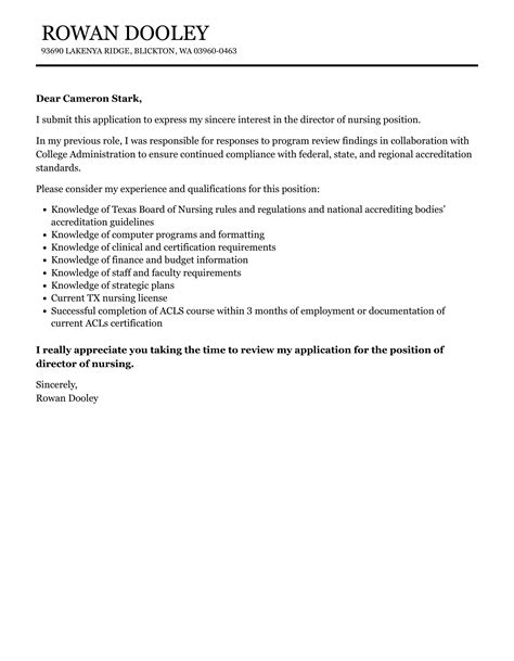 Director Of Nursing Cover Letter Velvet Jobs