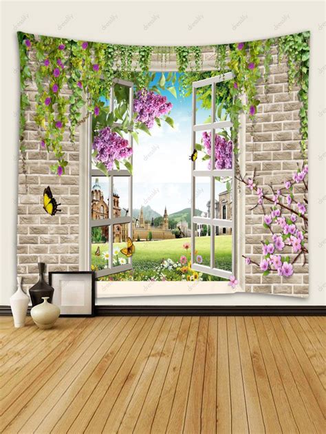 Photo Gallery Brick Wall Window Castle Print Tapestry