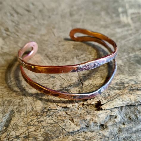 Hammered Copper Cuff Bracelet Rustic Copper Wire Cuff Mens Etsy