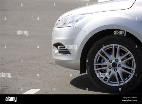 Wheel Modern Passenger Car On Parking Stock Photo Alamy