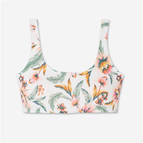 Top De Bikini De Surf Tipo Brassiere Blanco Para Mujer Aurely Belly Decathlon