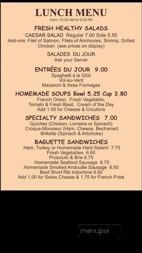 Menu Of La Chatelaine French Bakery In Worthington Oh