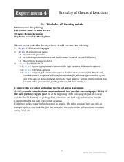 Ch Sp E Enthalpy Worksheet Docx Experiment Enthalpy Of