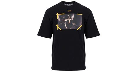 Off White C O Virgil Abloh Cotton Black Yellow Caravaggio Oversized T