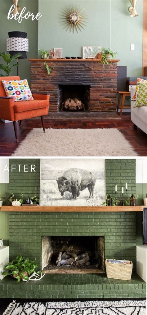 35 Best DIY Painted Brick Fireplace Makeover Ideas Before And After