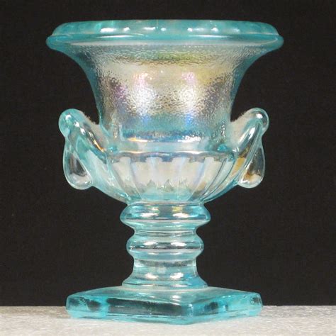 Imperial Azure Blue Urn Carnival Glass Toothpick Holder Carnival Glass