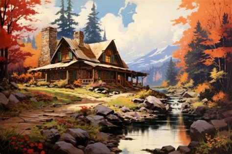 Premium Photo Cozy Cabin Retreats Generative Ai