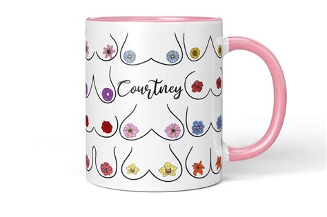 Flowers Boob Mug With Color Inside Mammography Gift Breast Etsy