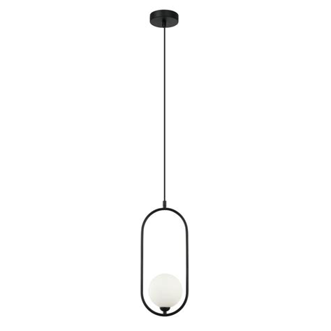 Lampa wisząca Lupus PND 3965 1 BK Italux Czarny kula biała