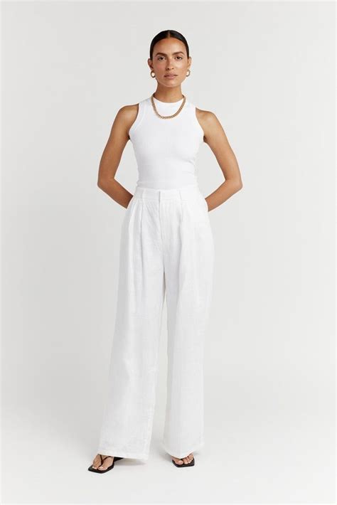 Norah White Linen Pant Dissh White Linen Pants Linen Pants Wide