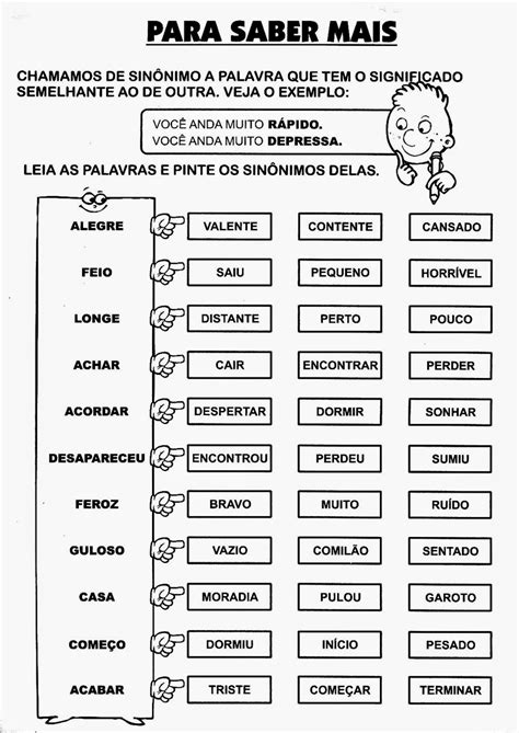 Escola Saber Sinônimo E Antônimo Atividades