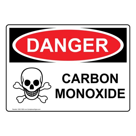 OSHA DANGER Carbon Monoxide Sign ODE 1550 Hazardous Gas Gas Lines