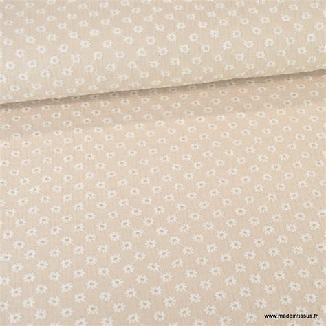 Tissu Double Gaze Brod E Linda Coloris Ecru Oeko Tex