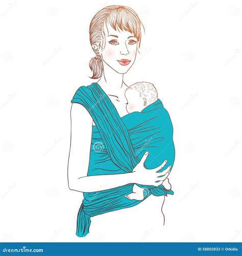 Baby wrap carrier stock vector. Illustration of parenting - 58802833