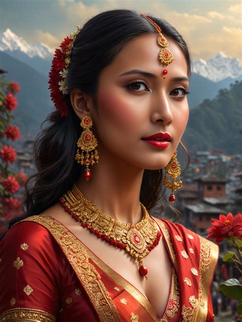 Premium Free Ai Images Nepali Girl In Her Wedding Wearing Gold