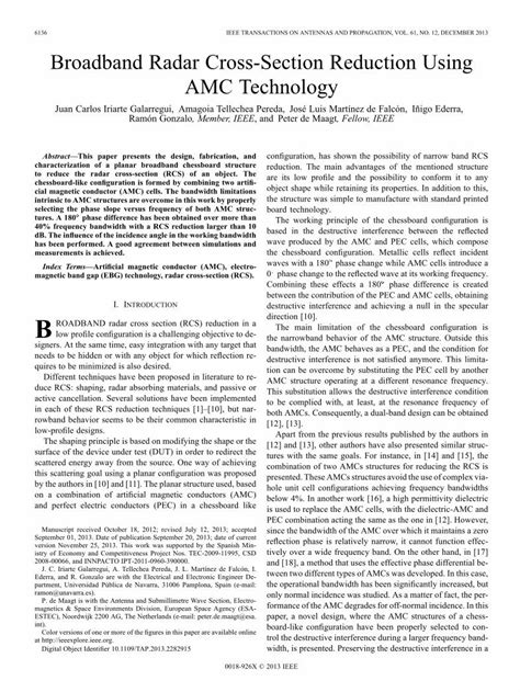 Pdf Broadband Radar Cross Section Reduction Using Amc Technology