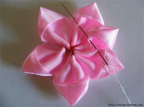 Ободок для волос с цветами из атласных лент - Russian-Handmade.com