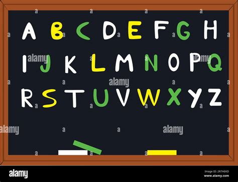 Vector Illustration Of Blackboard With Alphabet Letters On It Stock