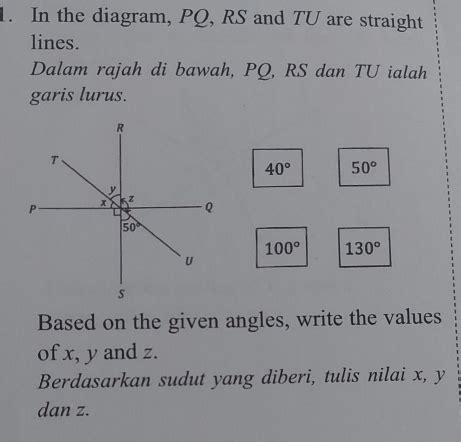 Solved In The Diagram Pq Rs And Tu Are Straight Lines Dalam