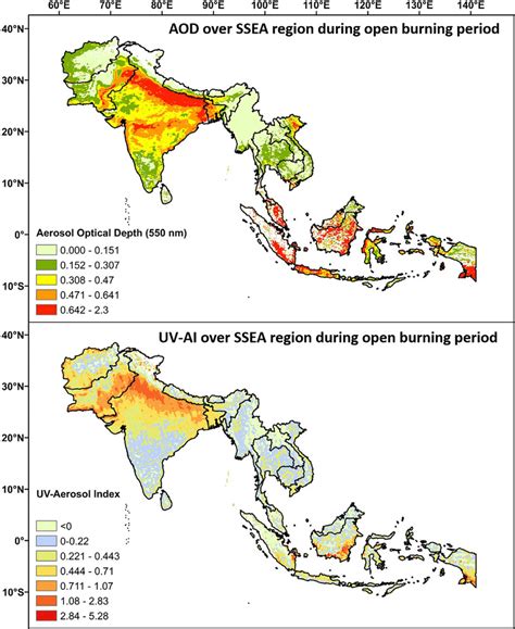 Spatial Distribution Of Aod 550 Nm And Uv Ai Over The Ssea Region