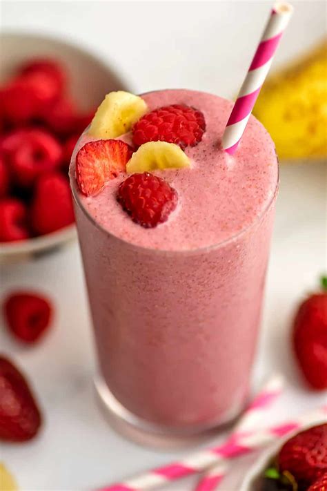 Strawberry Banana Raspberry Smoothie Bites Of Wellness