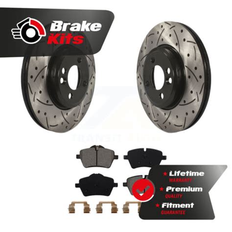 Front Drilled Slot Brake Rotor Semi Metallic Pad Kit For