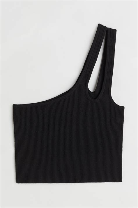 Ribbed One Shoulder Top Black Ladies Handm Us