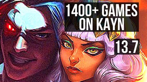 KAYN Vs QIYANA JNG 7 0 10 2 7M Mastery 1400 Games Godlike KR