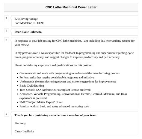 Cnc Lathe Machinist Cover Letter Velvet Jobs