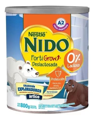 Leche de fórmula en polvo Nestlé Nido FortiGrow Deslactosada en lata de