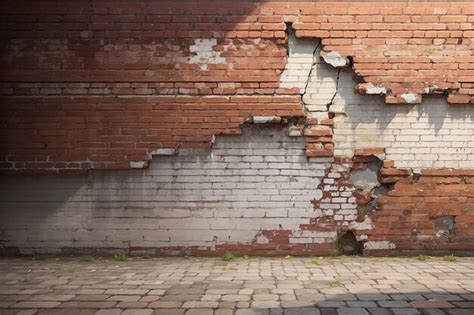 Premium Ai Image Cracked Brick Wall Textured Background