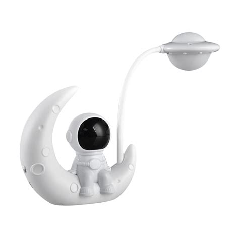 Lampara Velador Luz Led Astronauta Flexible Recargable Usb Blanco Dinax