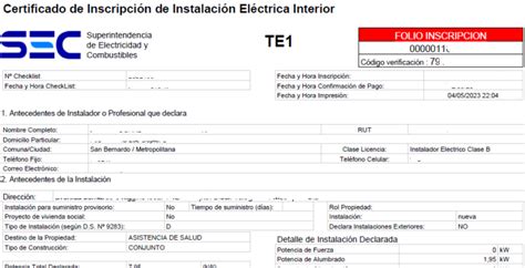 Certificado Te Sec Para Instalaciones El Ctricas