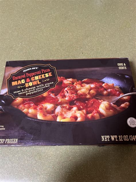 Trader Joe’s Uncured Pepperoni Pizza Mac And Cheese Bowl R Frozendinners