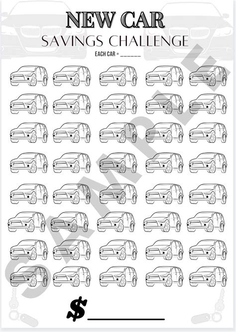 New Car Savings Printable Savings Challenge Savings Tracker Money Challenge Car Savings