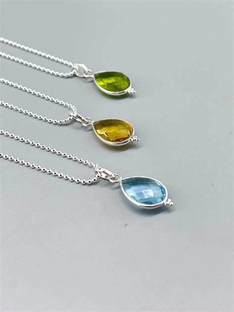 Collier En Argent Avec Pendentif En Pierre Semi Precieuse Pendentif