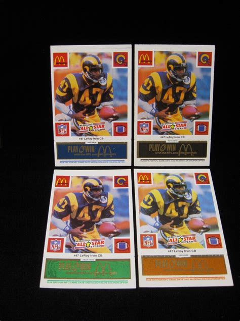 Leroy Irvin Los Angeles Rams Mcdonald S Color All Star Cards N