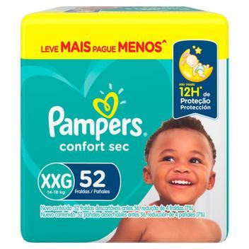 Fralda Pampers Confort Sec Tamanho XXG 52 Unidades Fralda Descartável